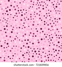 Colorful polka dots pattern on bright background. Marvelous classic colorful polka dots textile pattern. Seamless scattered confetti fall chaotic decor. Abstract vector illustration.