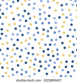 Colorful polka dots seamless pattern on black 24 background. Charming classic colorful polka dots textile pattern. Seamless scattered confetti fall chaotic decor. Abstract vector illustration.