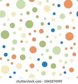 Colorful polka dots seamless pattern on white 6 background.