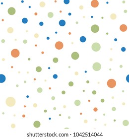 Colorful polka dots seamless pattern on white 6 background.