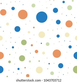 Colorful polka dots seamless pattern on white 6 background.