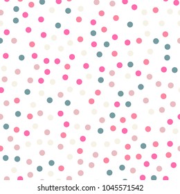 Colorful polka dots seamless pattern on white 8 background.