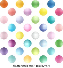 La polka colorida marca el fondo de un patrón impecable. Ilustración vectorial.