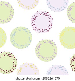Colorful polka dots seamless pattern on white 26 background.  Marvelous classic colorful polka dots textile pattern. 