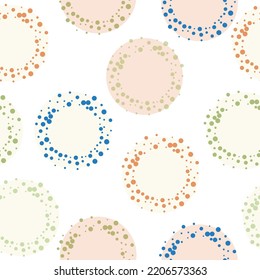 Colorful polka dots seamless pattern on white 26 background.  White Vector Spot Birthday.