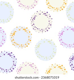 Colorful polka dots seamless pattern on white 26 background.  Abstract watercolour background with color circles on white. 