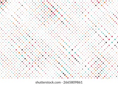Patrón transparente de lunares coloridos sobre fondo blanco 2. Patrón textil de lunares de colores clásicos agradables. Decoración caótica de confeti sin fisuras. Ilustración vectorial Abstractas.