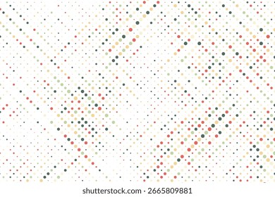 Colorido polka pontos padrão sem costura no fundo branco 2. Prazer clássico colorido polka pontos padrão têxtil. Confetes espalhados sem costura caem decoração caótica. Ilustração vetorial abstrata.