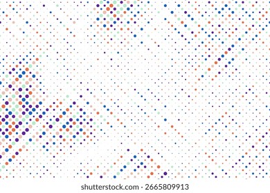Patrón transparente de lunares coloridos sobre fondo blanco 2. Patrón textil de lunares de colores clásicos agradables. Decoración caótica de confeti sin fisuras. Ilustración vectorial Abstractas.