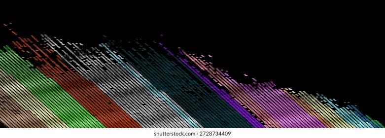 Patrón sin fisuras de lunares coloridos sobre fondo negro. Patrón textil de lunares de colores clásicos agradables. Decoración caótica de confeti sin fisuras. Ilustración vectorial Abstractas.
