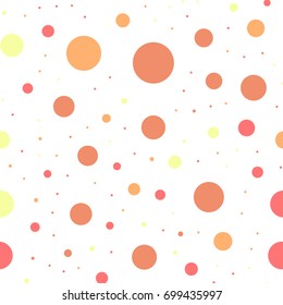 Colorful polka dots seamless pattern on black 21 background. Majestic classic colorful polka dots textile pattern. Seamless scattered confetti fall chaotic decor. Abstract vector illustration.