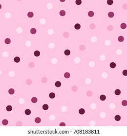 Colorful polka dots seamless pattern on bright 22 background. Wonderful classic colorful polka dots textile pattern. Seamless scattered confetti fall chaotic decor. Abstract vector illustration.