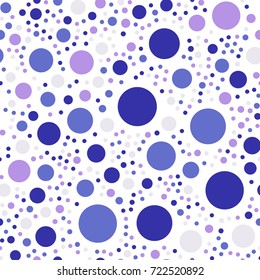 Colorful polka dots seamless pattern on white 27 background. Beauteous classic colorful polka dots textile pattern. Seamless scattered confetti fall chaotic decor. Abstract vector illustration.