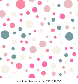 Colorful polka dots seamless pattern on white 8 background.