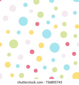 Colorful polka dots seamless pattern on white 4 background.