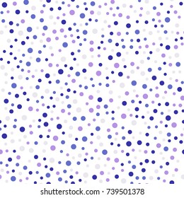 Colorful polka dots seamless pattern on white 27 background. Stunning classic colorful polka dots textile pattern. Seamless scattered confetti fall chaotic decor. Abstract vector illustration.