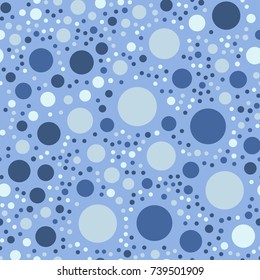 Colorful polka dots seamless pattern on bright 23 background. Ideal classic colorful polka dots textile pattern. Seamless scattered confetti fall chaotic decor. Abstract vector illustration.