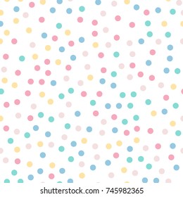 Colorful polka dots seamless pattern on white 9 background.
