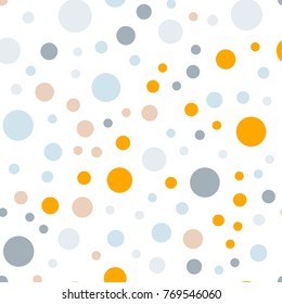Colorful polka dots seamless pattern on white 7 background.