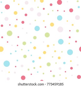 Colorful polka dots seamless pattern on white 4 background.