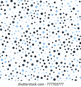 Colorful polka dots seamless pattern on white 15 background. Fetching classic colorful polka dots textile pattern. Seamless scattered confetti fall chaotic decor. Abstract vector illustration.