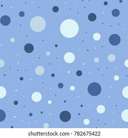 Colorful polka dots seamless pattern on bright 23 background. Excellent classic colorful polka dots textile pattern. Seamless scattered confetti fall chaotic decor. Abstract vector illustration.