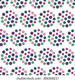 colorful polka dots in the shape of circles seamless pattern symmetrical - vector illustration