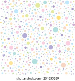 Colorful polka dots and star on white background for kids background, blog, web design, scrapbooks, party, carnival or invitation cards, Vector Illustration EPS 10.