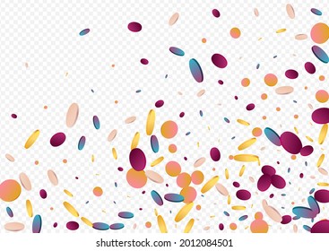 Colorful Polka Flying Panoramic Grey Background. Gradient Festival Rain Illustration. Carnaval Pattern. Unicorn Vector Wallpaper.