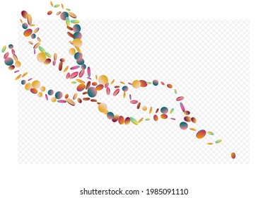 Colorful Polka Transparent Transparent Background. Hologram Fun Round Backdrop. Flying Background. Colored Celebration Card.