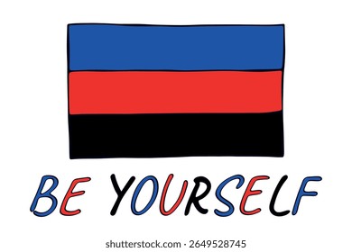 Bandeira do orgulho Polyamory colorido Feliz dia do orgulho comunidade LGBTQ Mês do orgulho Vetor mão desenhada rabiscar para cartazes, adesivos, logotipo, cartões