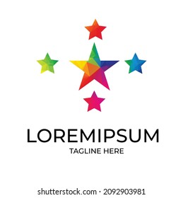 Colorful Polygon 3D Star Logo With Symbol Sign Icon