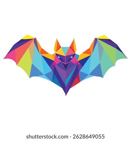 Colorful Polygon Bat Vector - Dynamic Abstract Silhouette in Geometric Shapes for Branding, Illustration, and Futuristic Design Needs