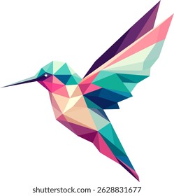 colorful polygon illustration of a hummingbird