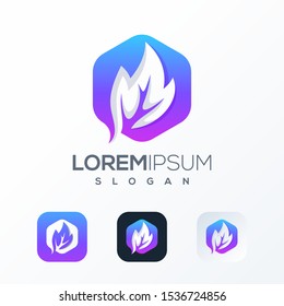 colorful polygon leaf logo design ready to use