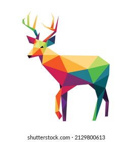 Polígono colorido bajo pozo de ciervo. Colorido Resumen Ilustración de ciervo. Resumen del logotipo colorido de ciervos