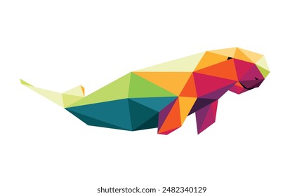 Colorful Polygon Low Poly of Dugong Animal. Dugong Fish in Abstract vector polygon. Colorful Logo Abstract of Dugong