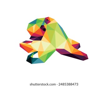Colorful Polygon of Octopus Sea Animal. Octopus Colorful Abstract Logo. Low Poly Vector Logo of Octopus.