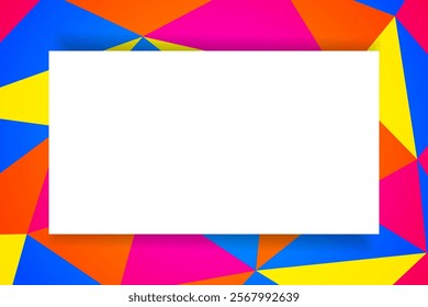 Colorful Polygon Pattern Background With White Frame. Geometric. Abstract Business Wallpaper. Banner. Vector Illustration