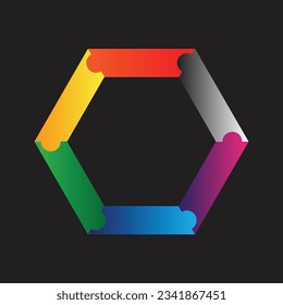 Logo del rompecabezas del polígono colorido, diseño sencillo de fondo