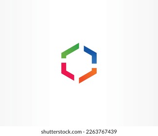 colorful polygon shape logo design icon concept