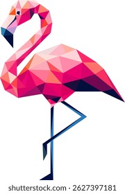 colorful polygon standing flamingo illustration