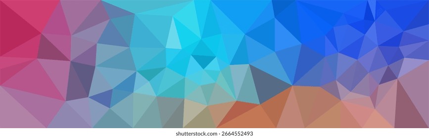 Colorful polygonal abstract background with gradient shades of blue, pink, and orange, creating a modern and vibrant geometric pattern.

