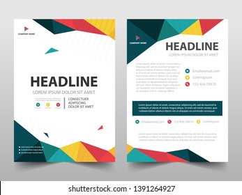 Colorful polygonal annual report Brochure design template vector. Business Flyers magazine poster.Abstract layout template ,Book Cover presentation portfolio.