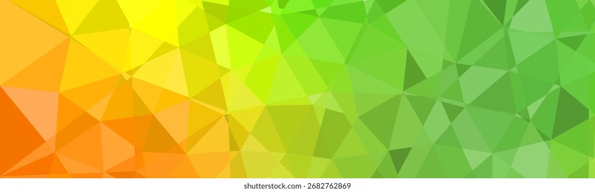 Colorful polygonal background with gradient shades of orange, yellow, and green in geometric style.