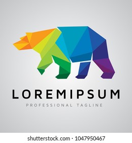 Colorful Polygonal Bear Logo design Template