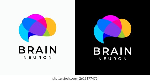 Colorful polygonal brain shape vector logo design with modern, simple, clean and abstract style. Icon for business, technology, science and personal branding.