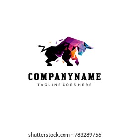 Colorful Polygonal Bull Logo Vector