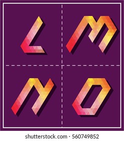 colorful polygonal font graphic element for various use