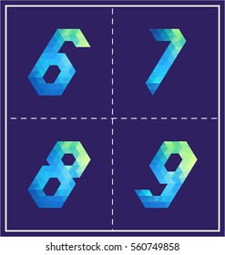 colorful polygonal font graphic element for various use